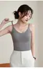 Popular Camisola 6617 Sem Costura de Seda Ice com Bojo a Ar para Usar por Cima e por Baixo com Costas Bonitas e Efeito Emagrecedor Top Base para Mulheres