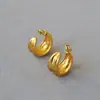 Pendientes Asimétricos Hechos a Mano con Partículas de Arenisca, Chapados en Oro de Latón Retro de Nicho Francés, con Cierre de Plata 925 en Forma de C