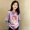 Camiseta de manga larga para niña, nuevo estilo otoño 2026, algodón puro, top a rayas elegante para niños, camiseta básica casual para niños mayores