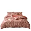 Juego de ropa de cama de cuatro piezas de algodón cepillado engrosado estilo vintage, juego de cuatro piezas de algodón puro estilo francés, sábana bajera con un tacto de alta gama