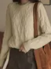 Suéter de Punto Retorcido Color Puro Suave Estilo Coreano para Mujer en Otoño e Invierno Nuevo Holgado Perezoso Cuello Redondo Prenda para Capas de Punto