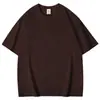 Camiseta de Manga Corta Pesada de Algodón Puro de Xinjiang Color Borgoña 300g para Hombre, Color Sólido, Gruesa y No Transparente, Talla Grande, Corte Holgado, Manga Media para Mujer