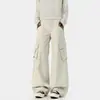Novedad Otoño 2026 para Hombre, Pantalones de Algodón 100% Lavado Desgastado de 300g con Bolsillo de Trabajo, Tallas Grandes, Marca de Moda