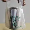Bolsa de chaleco de PLA de fábrica, biodegradable, bolsa de compras, blanco lechoso, portátil, negro, rojo, engrosada, producción urgente