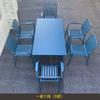 Mesa y silla de metal para exterior, tienda de té con leche, silla de jardín, impermeable, protector solar, mesa y silla azules para exterior, mesa de centro, muebles combinados