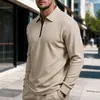 Nuevo top casual deportivo de hombre estilo europeo para primavera y otoño, color liso, tejido gofrado, con cremallera, manga larga