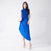 Falda Plisada Ropa de Trabajo de Alta Gama para Mujer Verano Nuevo Estilo Empalme Asimétrico Elegante Vestido Falda Vestido a la Moda