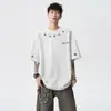 Sudadera Estilo Americano para Hombre, Nueva Camiseta de Algodón de Manga Larga de Otoño, Camiseta Base Bordada, Top Holgado Casual para Hombre, Moderno