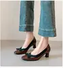 Zapatos de Mujer de Estilo Francés con Puntera Cuadrada, Nuevo Estilo de Primavera, con Lazo, Boca Baja, Elegantes y Cómodos, No Cansan los Pies, Tacones Gruesos Altos