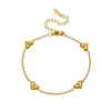 Pulsera de Acero Inoxidable con Colgante de Corazón con Patrón de Estrella Incrustado de Diamantes Chapada en Oro Estilo Coreano Minimalista Nicho Estilo Ins