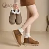 Botas de Neve Gorilla para Mulheres, Novo Modelo Inverno 2026, Couro e Pele Integrados, Espessadas e Quentes, Sapatos de Algodão do Nordeste, Sapatos Femininos