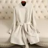 Abrigo de lana de alpaca para mujer, nueva colección otoño/invierno 2026, cuello alto, abrigo de lana de longitud media, estilo elegante para mujeres petite