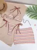 Bikini de tres piezas a rayas frescas y coloridas de moda europea y americana para AliExpress y Amazon TK423