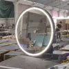 Producción de fábrica espejo de aleación de aluminio redondo marco de ingeniería dormitorio espejo LED 3 colores espejo de maquillaje espejo de baño de hotel