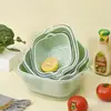Bacia dupla para lavar vegetais com cesto escorredor, ferramenta de cozinha para lavar e escorrer frutas, tigela de frutas multifuncional para uso doméstico na sala de estar
