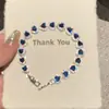 Pulsera de Corazón Azul Brillante Completamente Diamantada, Moda Fresca Estilo Corte Francés, Lujo Ligero, Joyería de Diseño Nicho y Personalizada