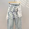Nueva Moda Patchwork de Encaje Decoración con Cordones Bufanda Triangular Chic Corbata para Cintura Delantal Falda Media Coreana Cubre Glúteos Semitransparente