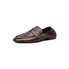 Mocasines de cuero de vaca de primera capa para mujer, zapatos planos, nuevo modelo de otoño, cuero genuino por dentro y por fuera, zapatos de vestir bajos cómodos de cuero suave con punta redonda para mujer