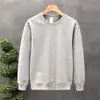 Camiseta de Color Sólido de Manga Larga para Hombre 2025 Casual Versátil Cuello Redondo Holgada Tendencia de Primavera y Otoño Atractiva Sudadera Elástica para Hombre