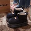 Nuevos Zapatos de Algodón de Caña Alta 2025 para Mujer, Ropa Exterior de Otoño e Invierno, Botas Pan de Jengibre Retro, Botas de Algodón Cálido con Felpa Todo Incluido de Gamuza para Mujer