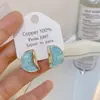 Banho de Ouro Real, Coleção Série Azul Moda Coreana e Japonesa, Brincos de Esmalte com Efeito Gotejante para Mulheres, Novos Brincos e Acessórios de Luxo Leve Nicho