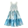 Vestido de Playa para Niñas Verano 2026 Nuevo Casual Estilo Coreano Tie-Dye Vestido de Tirantes y Conjunto de Chaleco para Niños Mayores
