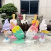 Escultura de Helado Esférico Adorno Grande Modelo de Helado de Doble Bola Colgante de Pared Luminoso Decoración de Tienda de Postres Invertida