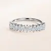 Anel de Prata Esterlina S925 com Zircônia Corte Marquise Flor de Gelo para Mulheres Europeu e Americano Luxo Leve Conjunto Transfronteiriço Combinação Anel de Empilhamento Acessórios de Banda