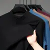 Camiseta de Veludo Double-Sided com Gola Alta Meia-Manga para Homens no Outono e Inverno Cor Lisa Quente Casual Manga Longa Moletom Camiseta de Base Top para Homens