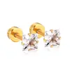 Brincos Estilosos e Simples Estilo Ins Brincos Quadrados de Aço Inoxidável com Quatro Garras Brincos Espirais de Diamante Preto e Branco Brincos Femininos Atacado