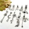 Colgante de Borla de Plata Antigua Loto Elefante Luna Flor Suerte Nafu Cristal Pulsera Pulsera Collar Accesorios