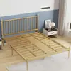 Cama de ferro forjado dourada moderna e estilosa estilo europeu, cama de ferro espessada 1,35m solteiro/casal estrutura de ferro