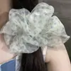 Goma para el pelo Extra Grande Retro de Malla Azul con Puntos, Accesorio para el Cabello de Gasa con Diseño Único, Elástica Esponjosa Elegante Estilo Coreano