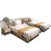 Cama de Madera Maciza Minimalista Moderna Cama Individual de 1.8m Dormitorio Principal Cama Individual de 1.5m Cama de Panel Económica para Alquiler de 1.2m