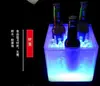 Barril de Cerveza LED Iluminado de Acrílico, Barril de Licor Rojo Champagne, Cubo de Hielo de Plástico Cuadrado de Doble Capa, 3.5L