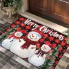 Tapete Decorativo de Chão Papai Noel Transfronteiriço, Tapete de Pé Absorvente Antiderrapante de Veludo Cristal para Entrada, Tapete de Porta Decorativo Externo