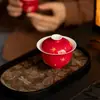 Gaiwan de Cerámica Estilo Dinastías Tang y Song con Estampado Dorado de Mariposa para Uso Doméstico, Tazón de Té, Juego de Té Kung Fu, Arcilla de Alta Calidad, Gaiwan de Mariposa Anti-quemaduras