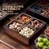 Caixa de Armazenamento de Nozes com Nove Compartimentos, Madeira Maciça Estilo Chinês 2024 Caixa de Frutas Secas de Luxo de Alta Qualidade, Bandeja de Doces e Lanches para Uso Doméstico