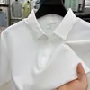 Camiseta de Manga Corta Estilo Nuevo de Verano, Cuello de Solapa Sin Costuras, Camisa Polo de Gama Alta, Holgada, Informal, Fresca, Transpirable, Top de Seda de Hielo para Hombre