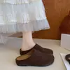 Mules únicas de punta abierta para mujer, tipo slip-on, para usar al aire libre, nuevas sandalias planas tipo perezoso, versátiles, estilo francés 2026