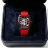 Barril de Vino Richard Hollow Moda Reloj para Hombre Reloj para Hombre Correa de Silicona Reloj de Pulsera Reloj de Cuarzo Relojes al por Mayor