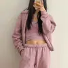 Estilo Americano Nueva Sudadera con Capucha Otoño e Invierno 2025 Pantalones Casuales Traje Holgado Color Sólido Mismo Estilo que Ouyang Nana