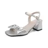 Calados WIS2024 nuevo tamaño 33H zapatos de lazo boca de pez tamaño sandalias gruesas 43 dulce comercio exterior zapatos de tacón