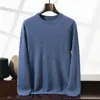 Suéter de Punto Cómodo para Otoño e Invierno con Cuello Redondo Suéter Base Suéter de Cachemira de Color Puro Estilo Nuevo para Hombre 2025