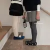Directo del fabricante: Estilo Otoño KS208 Medias versátiles para niñas con lazo de pedrería, leggings de algodón peinado al por mayor