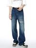 MTLCLOTHES ropa para hombre 2024 Cuatro Estaciones Nuevo Vintage parche diseño rasgado jeans rectos holgados
