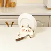 D3555 Soporte para Tapa de Olla de Plástico con Diseño de Oso de Dibujos Animados, Espátula de Encimera, Encimera de Cocina, Cuchara de Sopa y Organizador de Tabla de Cortar