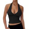 Moda Europea y Americana de Exportación Nueva Primavera y Verano Color Sólido Seda de Leche Espalda Descubierta Cuello Halter Ajustado Sexy Chaleco para Mujer