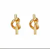 Pendientes de Nudo de Plata de Ley S925 Chapados en Oro de 18 Quilates de Venta Caliente Transfronteriza para Mujer, Diseño Creativo Único con Estilo de Nudo