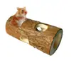 Jaula para Hamster Golden Bear Flying Mouse, Ninho de Madeira, Casa de Madeira, Ninho em Buraco de Árvore, Buraco de Árvore de Hamster em Madeira Maciça, Túnel de Buraco de Árvore de Três Vias, Brinquedo
